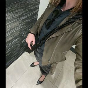 MUUBAA Reina khaki biker leather jacket